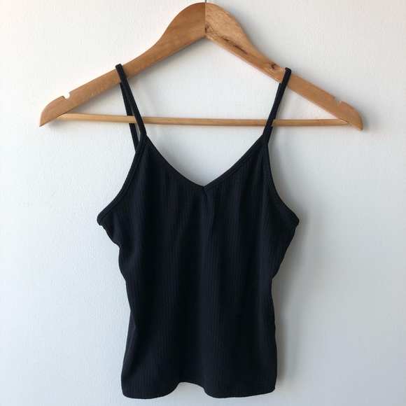 Black V Neck Crop Top - Picture 1 of 3
